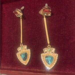 Elegant Gold and Green Drop Earrings